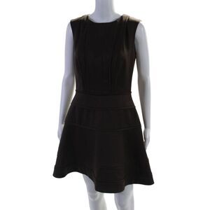 Nina Bauer Collection Round Neck Sleeveless Fit Flare Mini Dress Brown Size M